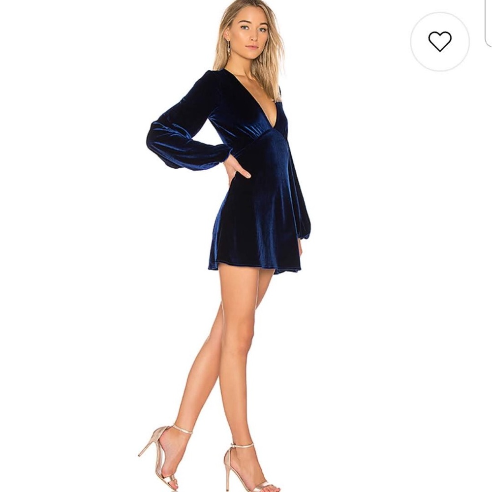 Tularosa Blue Velvet Mini Dress